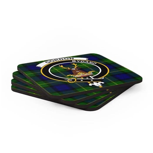 Clan Gordon Tartan Coaster Set: Scottish Heritage Decor - Etsy