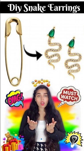 DIY Trendy Snake Earrings 🐍| Best Valentine's Gift for Girls ❤️| How to Make Safety pin Earrings