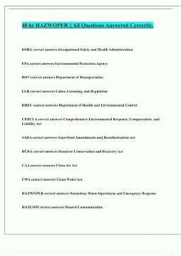 40 hr HAZWOPER All Questions Answered Correctly 2025