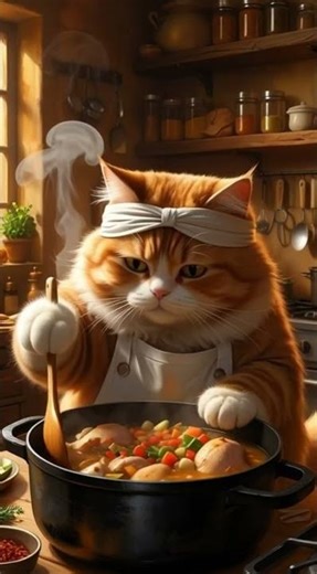Chef Cat Cooking Stew 🍲🐱 | Full Focus
