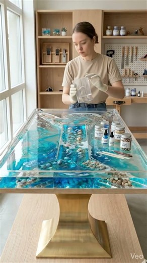 Realistic Ocean Resin Table That Looks Like Magic #diy #satisfying #art