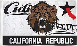 AZ FLAG - California Pride Flag - 3x5 Ft - 100D Polyester Californian Republic Banner with Two Metal Grommets - Fade Resistant - Vivid Colors - 3' x 5' Feet - 150x90 Cm