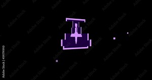 Sliced rotation flip icon logo animated motion graphic pin down. Object isolated in PNG format with alpha transparency channel background