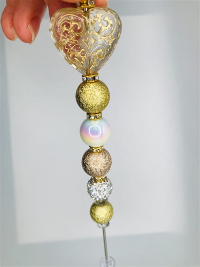 Handmade Vintage Pokey Tool, Gold Swirl Heart, Scribe Tool, Die Cut & Scrapbook Tool, Beadable Gold Focal Bead - Etsy