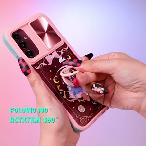 Joyleop (2in1 for Samsung Galaxy A03S Case Cartoon Cute Painter for Girls Pretty Women Teen Kids Girly Phone Covers Blue Pattern Design with Slide Camera Cover+Ring Holder for Galaxy A03S 6.5”