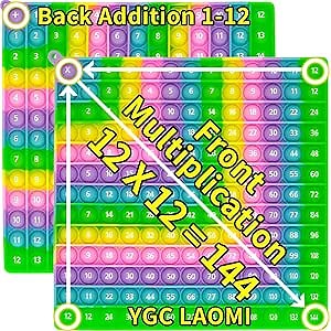 Fidget Press Bubble Sensory Toy: 12x12 Multiplication & Addition Charts, Learn Math Easily with Stress Relief for Kids, Sensory Focus, School Home Use-YGC LAOMI