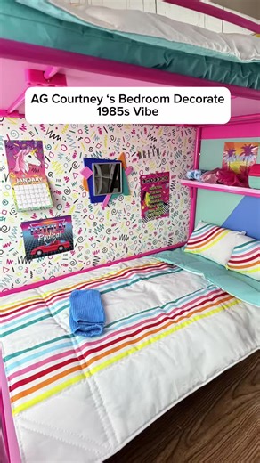 AG Courtney ‘s Bedroom Decorate ! @American Girl 1985s Vibe 🩷 #asmr #americangirl #80s #toycollectors #nostalgia