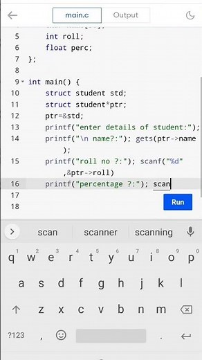 c program to print student details using structure pointer #cprogramming