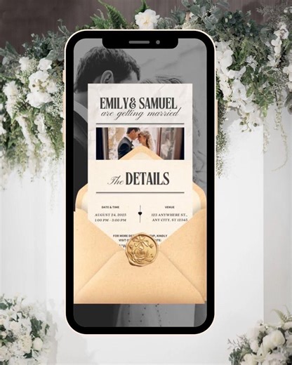 Editable Wedding Video Invitation | Digital File | Canva Template | Modern Wedding Invite With Photos - Etsy
