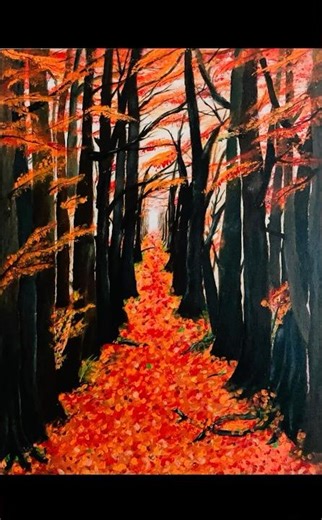 🥹🍁Fall Tree Painting for beginners #acrylicscenery #artoftheday #fyp #youtubeshorts
