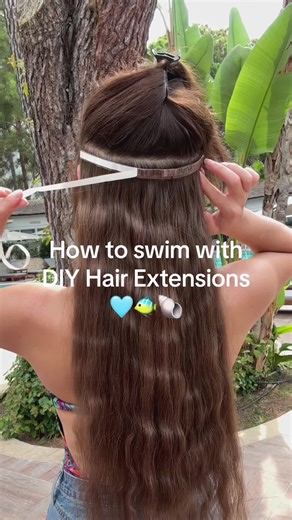 How to swim with DIY Hair Extensions🩵 #hairextensionscare #hairextensionsswiming #mermaid #hairextension #vacation #longhaircare #easyhairextensions #diyhairextensions #diyhair #hairstyle #hairtok #viralhair