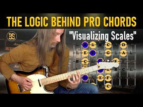 The Logic Behind Pro Chord Extensions 🎸📶 Scale Visualization [D-Minor] | GuitarNerdery 113 ENH