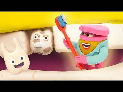 Play Doh Videos 🦷 Dentist Cleaning Teeth 🦷Tooth Doctor and Patient Check Up Kids | Play-Doh Official