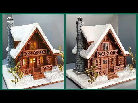 DIY Snowy Log Cabin Using Cardboard/ A Cozy Winter DIY Using Simple Materials