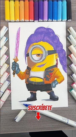 Merging a MINION with RUMI 💛💜 #drawings #drawing #art