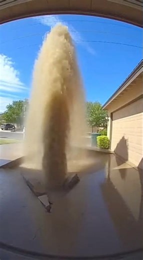Water Pipe Explodes and Destroys the Driveway 😱