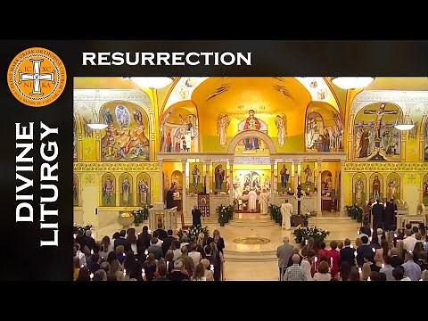 Greek Orthodox Easter (Holy Pascha) Resurrection Divine Liturgy Service at midnight April 16, 2023