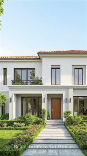 Modern House with Tile Roof | Elegant Green Front Yard