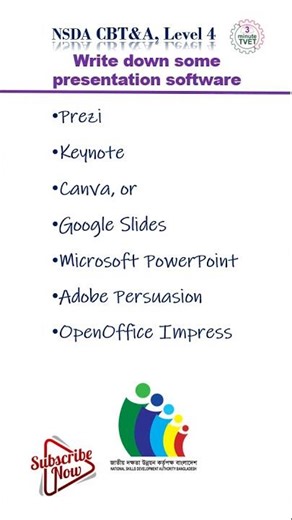 Write down some presentation software