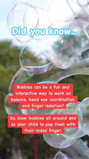 Bubbles can be used in play to work on fine motor and gross motor skills.💜 | Toy Ideas 2.0