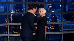Helen Mirren stuns Colbert with surprise kiss