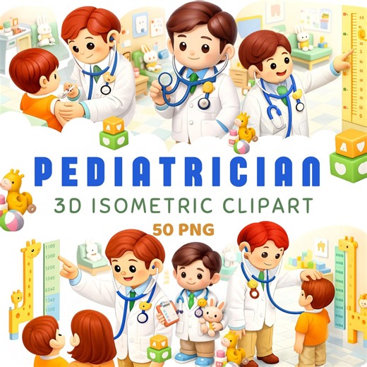 Pediatrician 3D Clipart - 50 PNG Doctor, Checkup, Clinic Scenes, Children, Toys - Etsy
