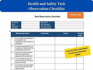 Complete Health and Safety Task Observation Checklist Template - Ensure Workplace Safety, Easy-to-use Word Document, Instant Download - Etsy