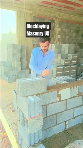 Fast Blocklaying Skills #shorts #blocklaying #bricklaying