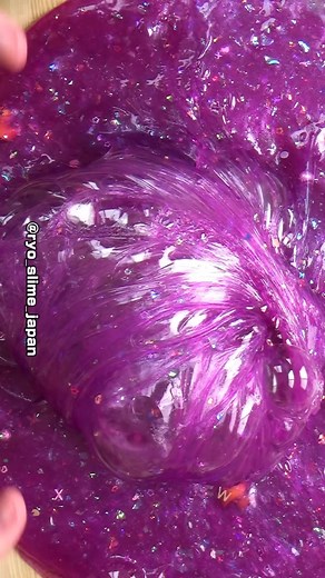 Satisfying Purple Glitter Slime Stretching and Manipulation