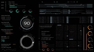 Futuristic hi-tech user interface head up display elements with digital data information display for background computer desktop screen | Premium Stock Video Footage
