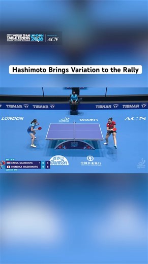 Honoka Hashimoto mixes it up in the rally at #ITTFWorlds London 2026