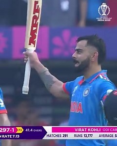 9.4M views · 465K reactions | HISTORY! ODI CENTURY NO. 5️⃣0️⃣  Virat Kohli surpasses Sachin Tendulkar and achieves what no cricketer has ever done before 朗 #CWC23 #INDvNZ | ICC - International Cricket Council | Facebook