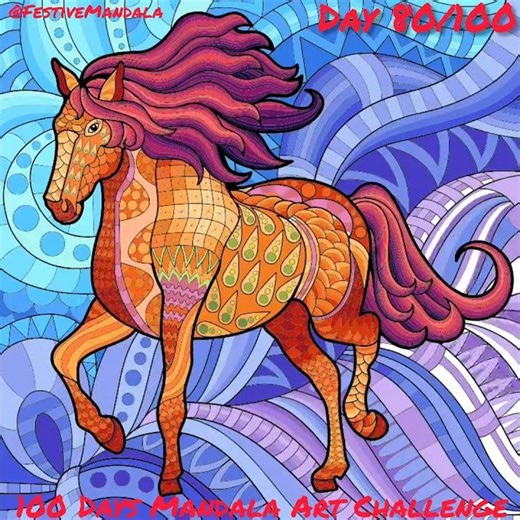 🐎 Day 80/100 🎨| Mandala Art Horse 🐎| 100 Days Mandala Art Challenge💫 #Shorts
