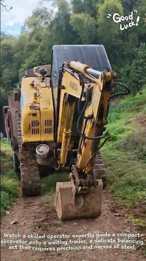 Excavator Loading onto Trailer | Skilled Heavy Equipment Maneuver