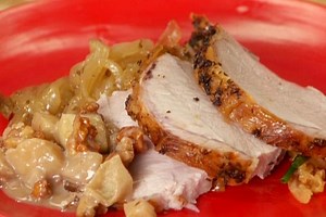 Roasted Pork Loin with Cider and Chunky Applesauce