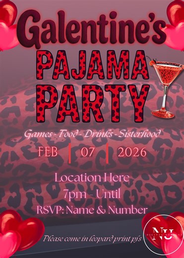 Leopard Print Galentine's Pajama Party Invitation (digital Download) - Etsy