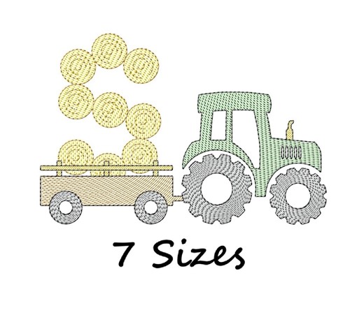 Letter S Farm Tractor Machine Embroidery Design, Sketch Fill Hay Bale Monogram Alphabet, Instant Download - 7 Sizes - Etsy