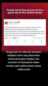 Trump Says Israel Is a “Great Ally of the United States” in Truth Social Post