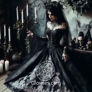 41K views · 3.6K reactions | Step into forever like the dark goddess you are in this breathtaking gothic wedding gown. With its flowing silhouette and dramatic elegance, it channels ancient power and romantic mystery. Every stitch tells a story of love wrapped in moonlight and magic. This isn’t just a dress—it’s a spellbinding beginning. ️ | Gothic Darling | Facebook