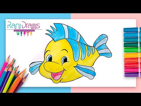 Cómo dibujar a Flounder (La sirenita) - ideas de dibujos fáciles
