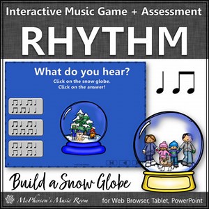 Eighth Notes Quarter Notes | Interactive Rhythm Game & Assessment {Snow Globe}
