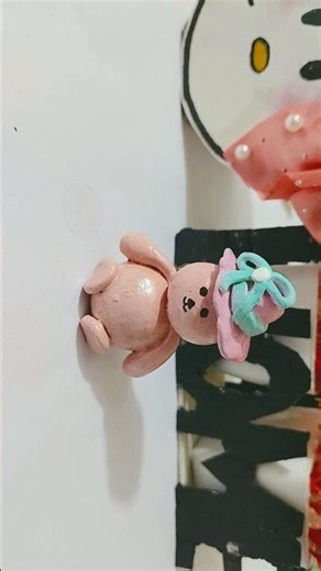 DIY teddy bear miniature with modeling clay 🤩😉#cutediy#shortfeeds