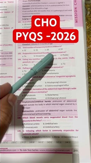 CHO Exam 2026 |PYQS | #CHo#dmerstaffnurse #dhs#dhs_staffnurse#nursingentranceexam