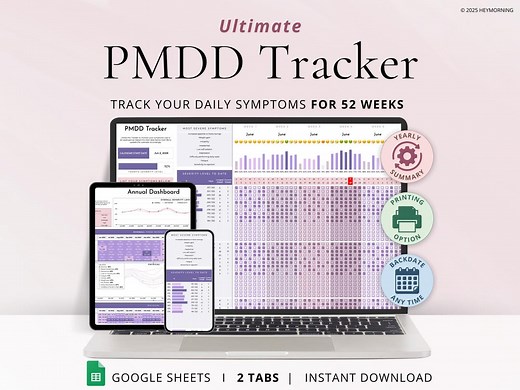 PMDD Symptom Tracker Google Sheets PMS Tracker Spreadsheet Premenstrual Dysphoric Disorder Template PMDD Awareness Symptom & Mood Journal - Etsy