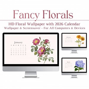 2026 Fancy Florals Desktop Wallpaper & Calendar, Computer Background, PC, Mac, Windows, Pretty, HD, Flowers, Aesthetic, Pink, Screensaver - Etsy