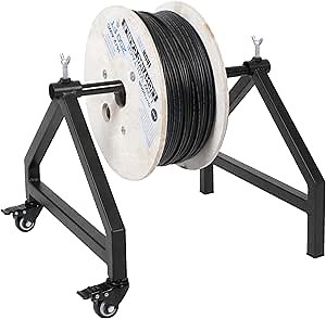 IRON FORGE CABLE Wire Spool Rack, Cable Caddy Spool Holder - Heavy Duty Welded Steel Frame Caddy Rack with Locking Swivel Casters, Reel for Cables, Wire Reel or Dispenser