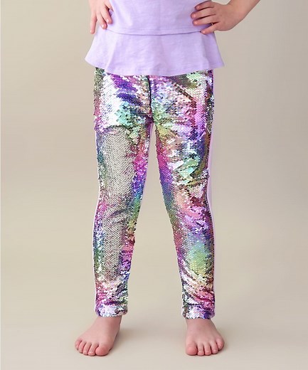 Whitney Elizabeth specializes in frilly girls' apparel that's also easy to move in. This bright collection features mermaid pants and sparkly accessories covered in reversible sequins, which means that little ones have one-of-a-kind looks right at their fingertips. | Zulily