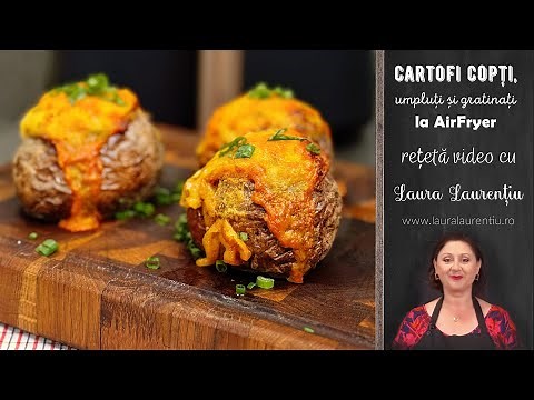 Cartofi copți, umpluți și gratinați la Air Fryer, mai rapid și mai economic! Rețetă video