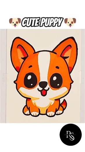 How to Draw a Cute Puppy | Cute Kawaii Puppy Drawing🐶 | Easy Cute Dog Drawing for Kids & Beginners