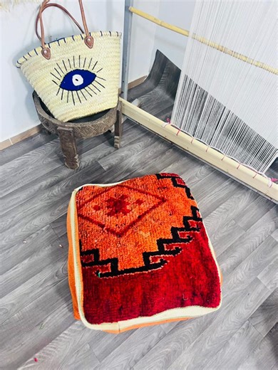 Handmade Moroccan Wool Pouf, Vintage Berber Ottoman, Boho Pink - Etsy